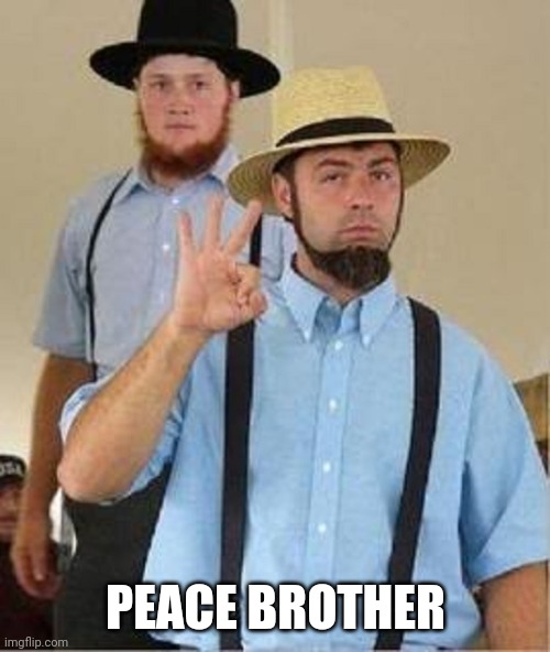 Amish Approved | PEACE BROTHER | image tagged in amish approved | made w/ Imgflip meme maker