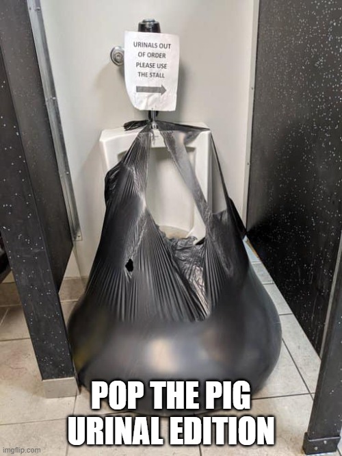 urinal | POP THE PIG URINAL EDITION | image tagged in urinal | made w/ Imgflip meme maker