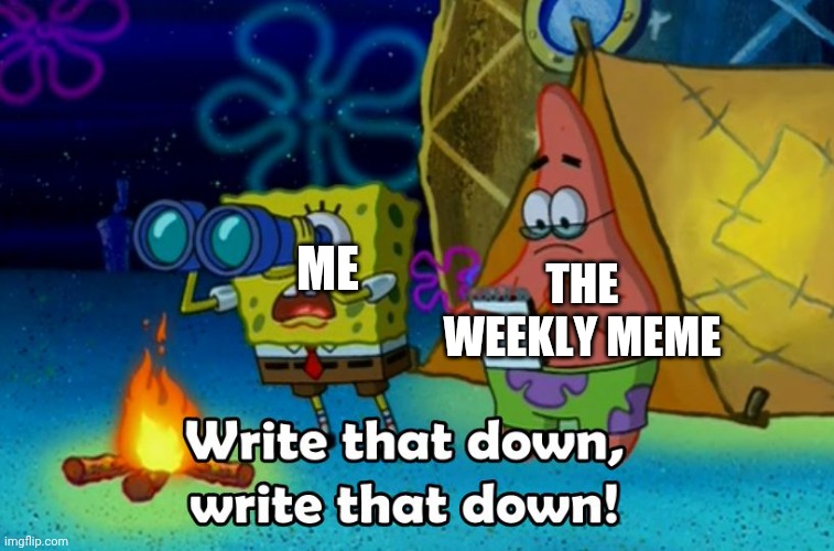 write that down | ME THE WEEKLY MEME | image tagged in write that down | made w/ Imgflip meme maker