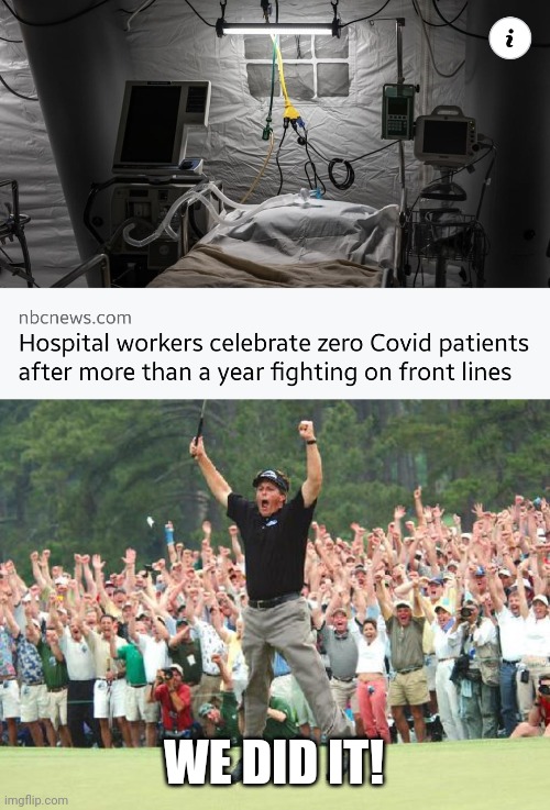 YEEEEEEY!!!!! | WE DID IT! | image tagged in golf celebration,coronavirus,covid-19,yeeeaaaaaaa,memes | made w/ Imgflip meme maker