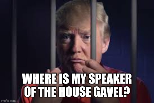Trump jail | WHERE IS MY SPEAKER OF THE HOUSE GAVEL? | image tagged in trump jail | made w/ Imgflip meme maker