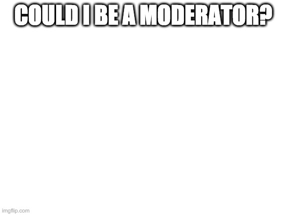 Blank White Template | COULD I BE A MODERATOR? | image tagged in blank white template | made w/ Imgflip meme maker