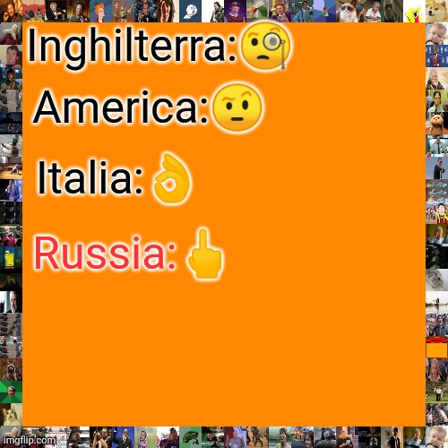 ?? | America:🤨; Inghilterra:🧐; Italia:👌; Russia:🖕 | image tagged in memes,blank transparent square | made w/ Imgflip meme maker