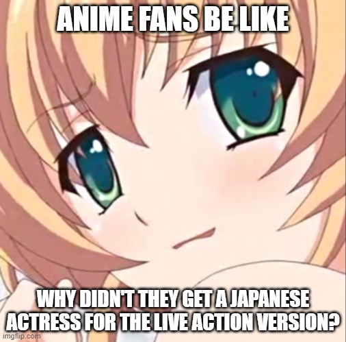 It's a real mystery, ain't it? | ANIME FANS BE LIKE; WHY DIDN'T THEY GET A JAPANESE ACTRESS FOR THE LIVE ACTION VERSION? | image tagged in anime | made w/ Imgflip meme maker
