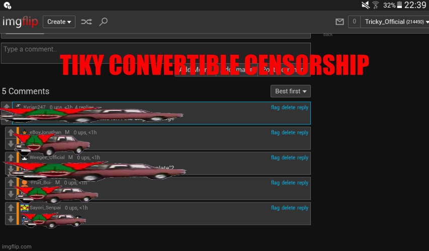 TIKY CONVERTIBLE CENSORSHIP | made w/ Imgflip meme maker