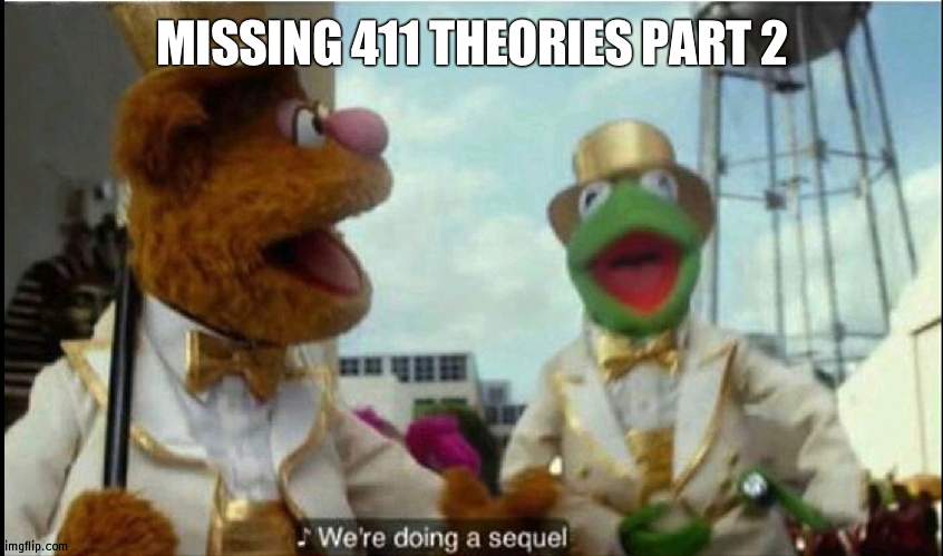 Missing 411 theory #2 | MISSING 411 THEORIES PART 2 | image tagged in we're doing a sequel,missing 411,theory | made w/ Imgflip meme maker