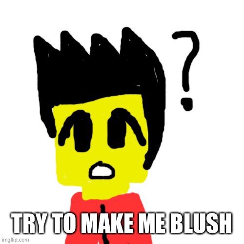 Lego anime confused face | TRY TO MAKE ME BLUSH | image tagged in lego anime confused face | made w/ Imgflip meme maker