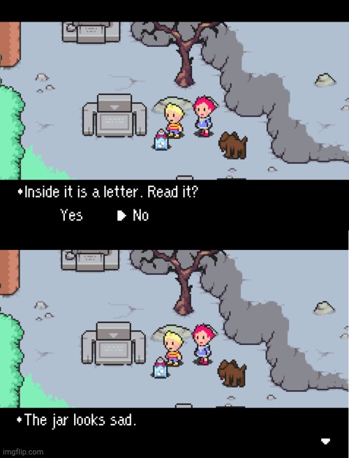 Poor jar :( | image tagged in mother 3 | made w/ Imgflip meme maker