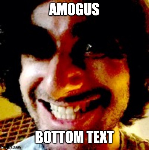 amogus | AMOGUS; BOTTOM TEXT | image tagged in scary,vine,funny,memes,funny memes,hot | made w/ Imgflip meme maker