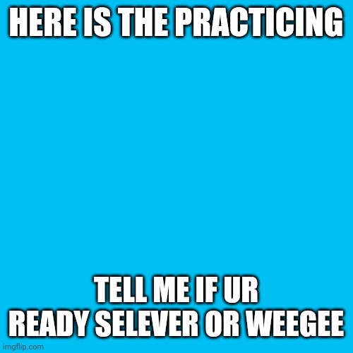 Blank Transparent Square Meme | HERE IS THE PRACTICING; TELL ME IF UR READY SELEVER OR WEEGEE | image tagged in memes,blank transparent square | made w/ Imgflip meme maker