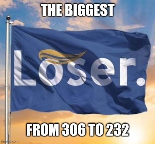 THE BIGGEST; FROM 306 TO 232 | image tagged in donald trump | made w/ Imgflip meme maker