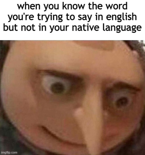 happened a lot of times to me. | when you know the word you're trying to say in english but not in your native language | image tagged in gru meme | made w/ Imgflip meme maker