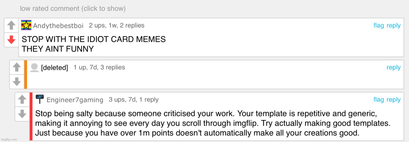 Found a low rated comment, but was it Blaziken’s comment which got deleted? | made w/ Imgflip meme maker