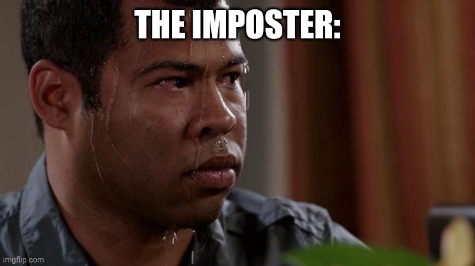 sweating bullets | THE IMPOSTER: | image tagged in sweating bullets | made w/ Imgflip meme maker