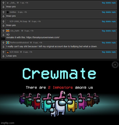 image tagged in crewmate there are two imposters among us | made w/ Imgflip meme maker
