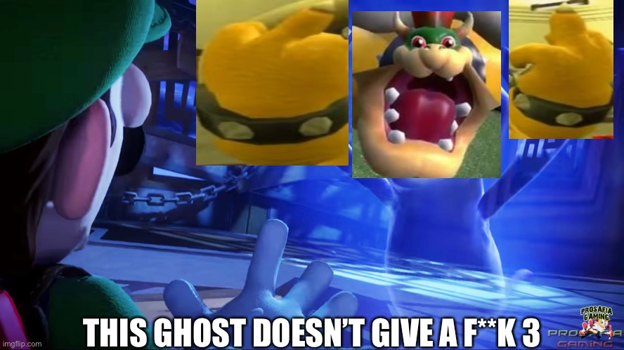 I bet Luigi is very confused | THIS GHOST DOESN’T GIVE A F**K 3 | image tagged in luigi's mansion 3 template,idgaf | made w/ Imgflip meme maker