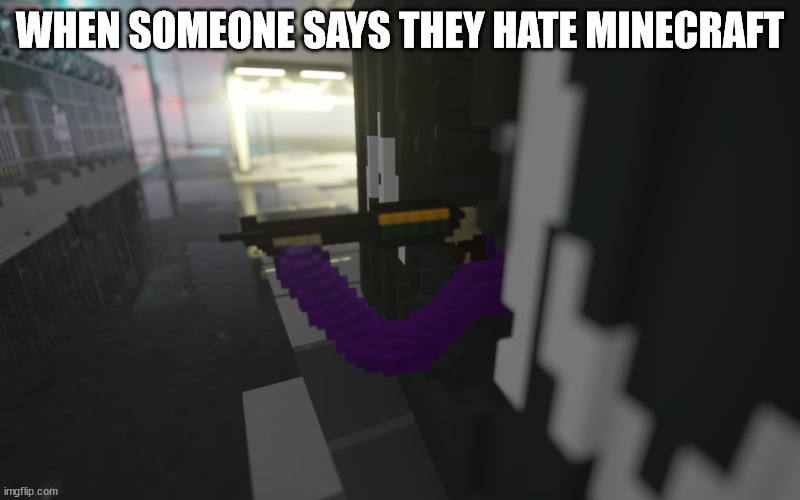 when someone says the hate minecraft | WHEN SOMEONE SAYS THEY HATE MINECRAFT | image tagged in minecraft | made w/ Imgflip meme maker