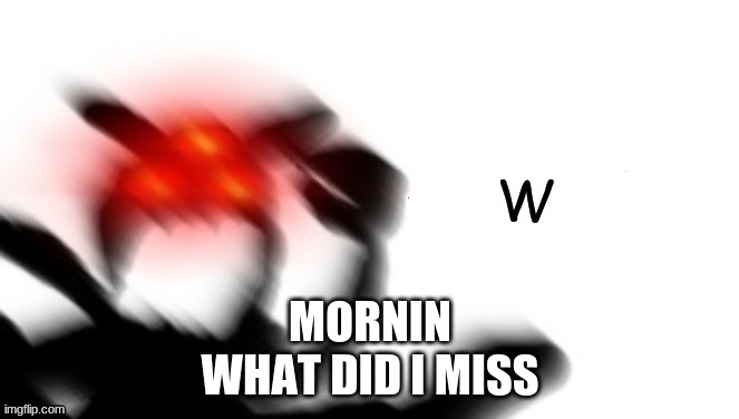 W | MORNIN
WHAT DID I MISS | image tagged in w | made w/ Imgflip meme maker