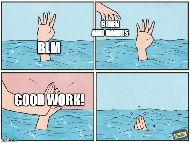 BLM is just a tool for them | BIDEN AND HARRIS; BLM; GOOD WORK! | image tagged in high five drown | made w/ Imgflip meme maker