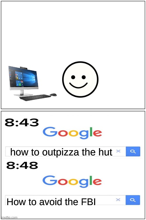 Blank Comic Panel 1x2 | how to outpizza the hut; How to avoid the FBI | image tagged in memes,blank comic panel 1x2 | made w/ Imgflip meme maker