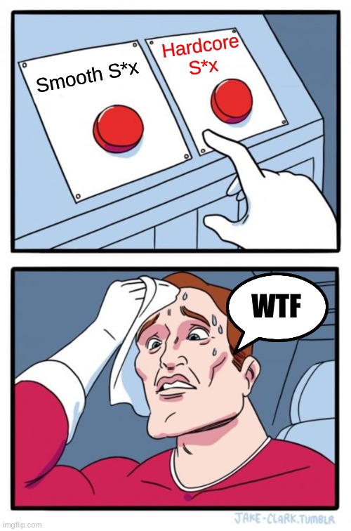 Two Buttons Meme | Hardcore S*x; Smooth S*x; WTF | image tagged in memes,two buttons | made w/ Imgflip meme maker
