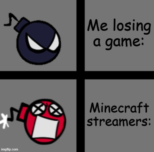 the difference's of losing games | Me losing a game:; Minecraft streamers: | image tagged in minecraft,just for fun | made w/ Imgflip meme maker