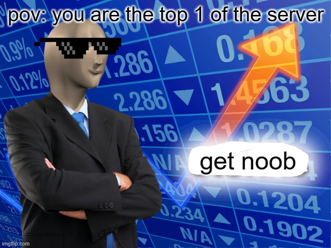 pov | pov: you are the top 1 of the server; get noob | image tagged in empty stonks | made w/ Imgflip meme maker