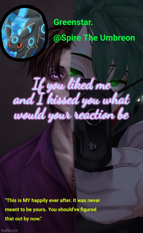 Villian Deku / Mike Afton temp | If you liked me and I kissed you what would your reaction be | image tagged in villian deku / mike afton temp | made w/ Imgflip meme maker