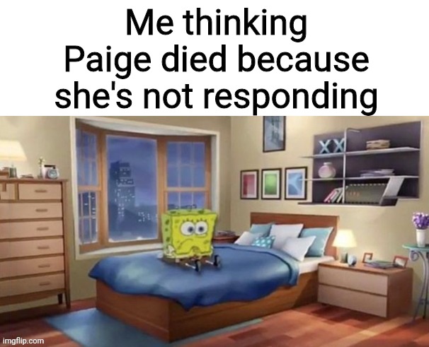 Me thinking Paige died because she's not responding | made w/ Imgflip meme maker