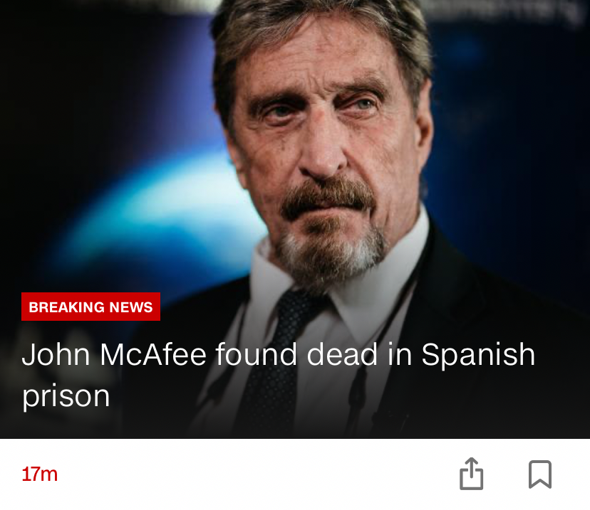 John McAfee found dead Blank Meme Template