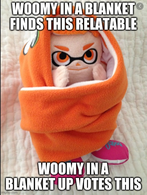 Woomy in a Blanket | WOOMY IN A BLANKET FINDS THIS RELATABLE WOOMY IN A BLANKET UP VOTES THIS | image tagged in woomy in a blanket | made w/ Imgflip meme maker