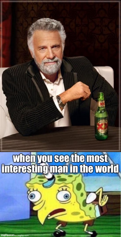 AI made the bottom part, so I just had to add it to the top | image tagged in memes,the most interesting man in the world,mocking spongebob,spongebob | made w/ Imgflip meme maker
