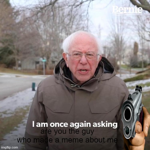 Bernie I Am Once Again Asking For Your Support | are you the guy who made a meme about me | image tagged in memes,bernie i am once again asking for your support | made w/ Imgflip meme maker