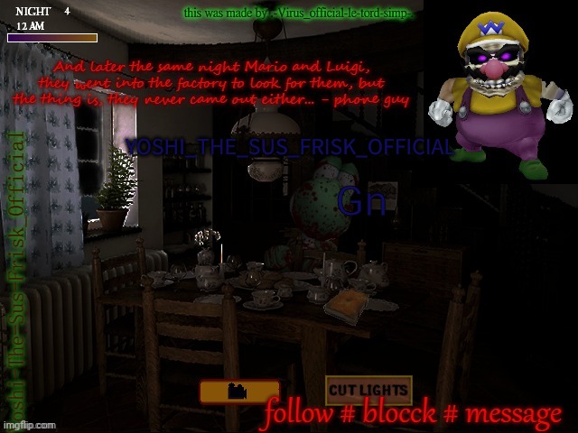 Horror Yoshi(Yoshi_Official Announcement Temp v8 alt alt) | Gn | image tagged in horror yoshi yoshi_official announcement temp v8 alt alt | made w/ Imgflip meme maker