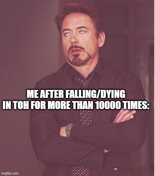 Roblox things. | ME AFTER FALLING/DYING IN TOH FOR MORE THAN 10000 TIMES: | image tagged in memes | made w/ Imgflip meme maker