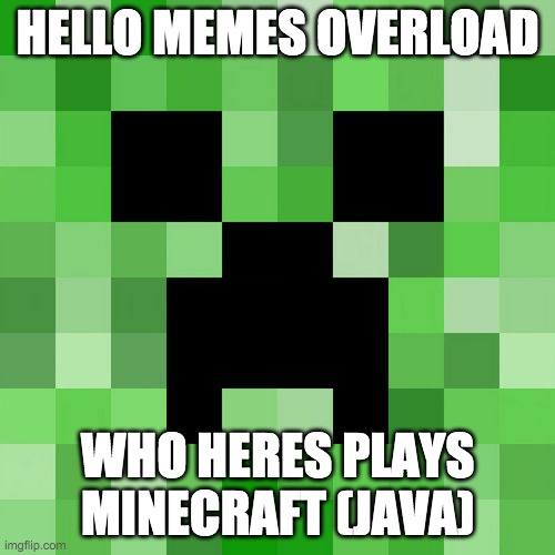 Scumbag Minecraft | HELLO MEMES OVERLOAD; WHO HERES PLAYS MINECRAFT (JAVA) | image tagged in memes,scumbag minecraft | made w/ Imgflip meme maker