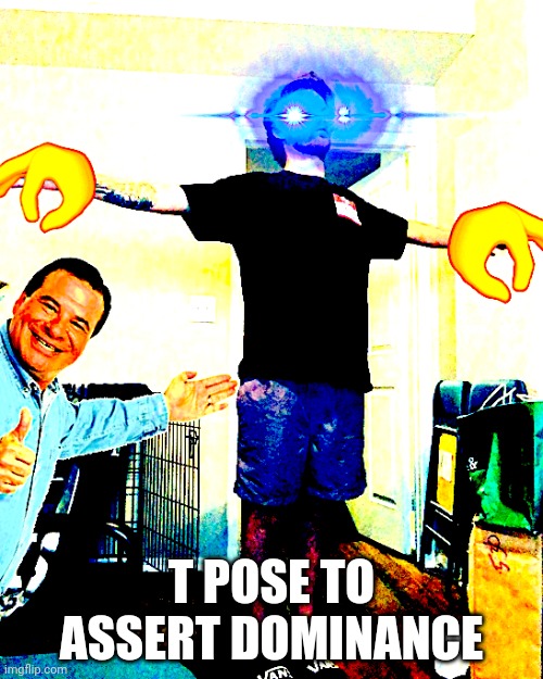 T POSE | T POSE TO ASSERT DOMINANCE | image tagged in yub hits a t-pose | made w/ Imgflip meme maker