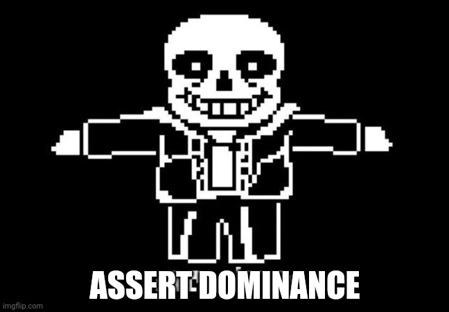 Asserts dominance | ASSERT DOMINANCE | image tagged in sans t-posing | made w/ Imgflip meme maker