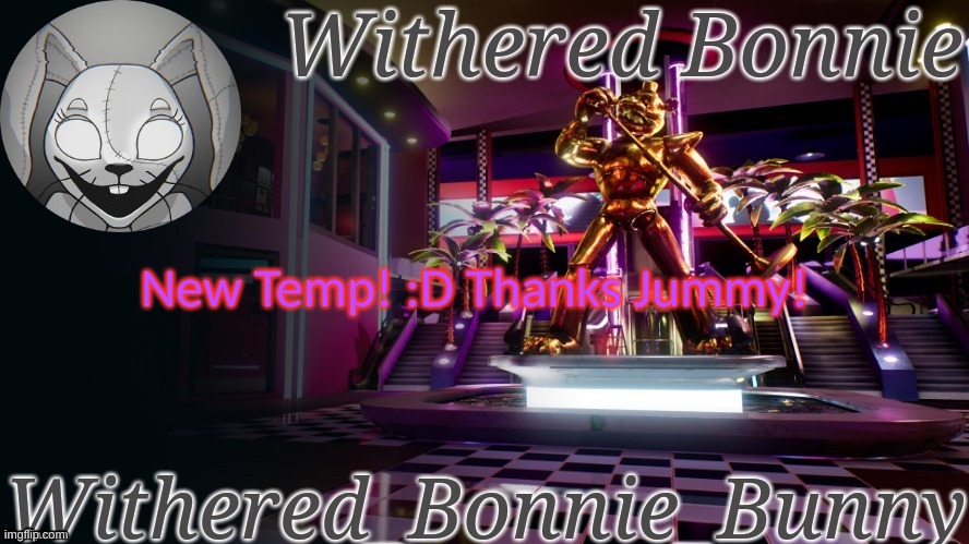 New Template! :) | New Temp! :D Thanks Jummy! | image tagged in withered_bonnie_bunny's security breach template | made w/ Imgflip meme maker