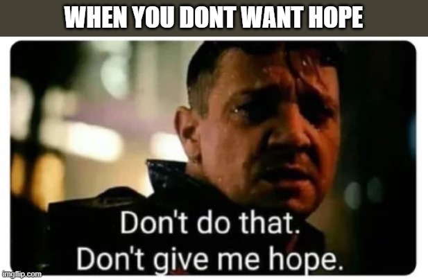 when you are bored so you make a anti meme | WHEN YOU DONT WANT HOPE | image tagged in don't give me hope | made w/ Imgflip meme maker