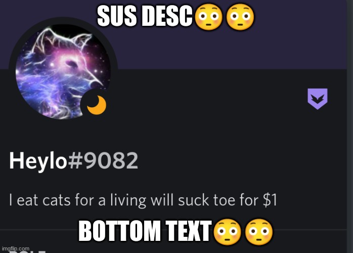 Sus | SUS DESC😳😳; BOTTOM TEXT😳😳 | made w/ Imgflip meme maker