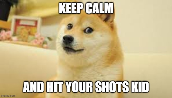 Doge gets frustrated | KEEP CALM; AND HIT YOUR SHOTS KID | image tagged in doge | made w/ Imgflip meme maker