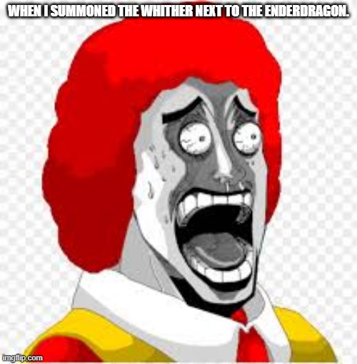 Ronald McDonald Bizzarre Adventure | WHEN I SUMMONED THE WHITHER NEXT TO THE ENDERDRAGON. | image tagged in ronald mcdonald bizzarre adventure | made w/ Imgflip meme maker