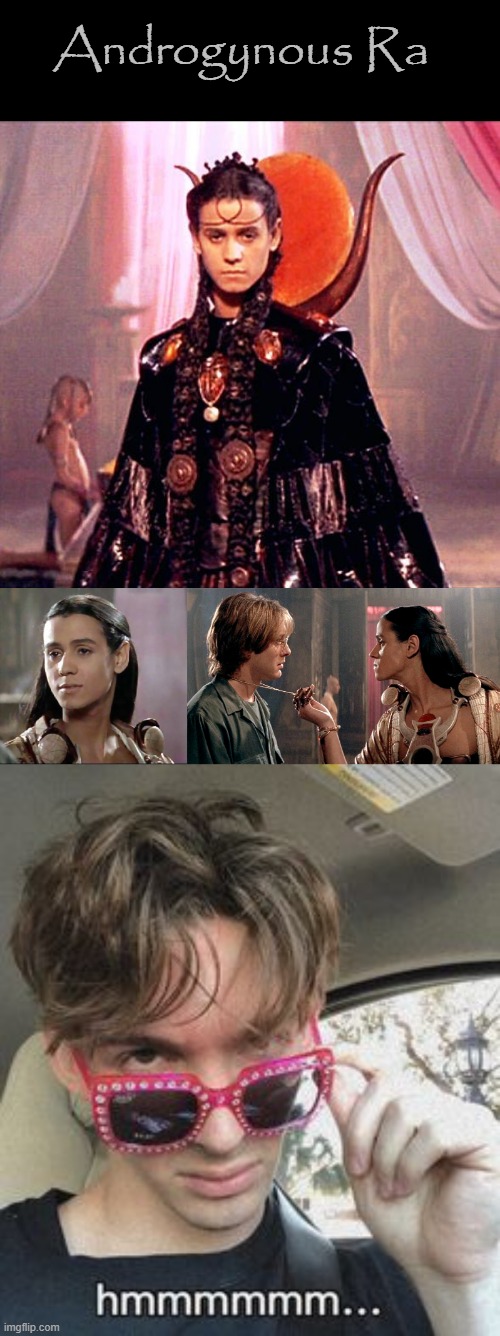 Androgynous Ra | Androgynous Ra | image tagged in stargate ra,only one ra,flamingo hmmm,memes | made w/ Imgflip meme maker