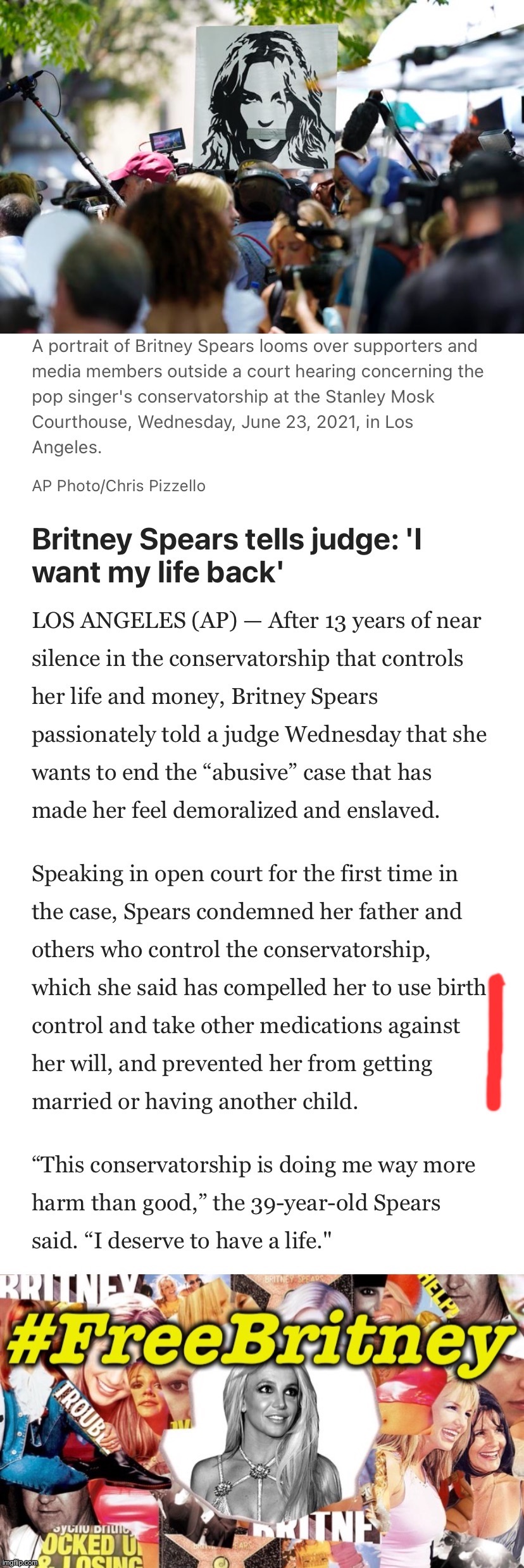 I hadn’t known about the provisions that attacked her marriage & reproductive rights. This is some 1984 shit & totally sexist. | image tagged in free britney,freebritney,leave britney alone,britney spears,britney,sexism | made w/ Imgflip meme maker