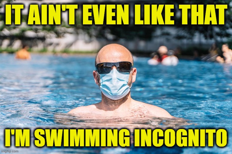 IT AIN'T EVEN LIKE THAT I'M SWIMMING INCOGNITO | made w/ Imgflip meme maker