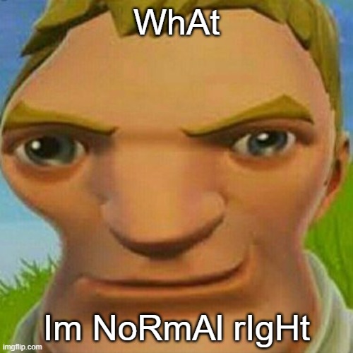 WhAt | WhAt; Im NoRmAl rIgHt | image tagged in fortnite memes | made w/ Imgflip meme maker