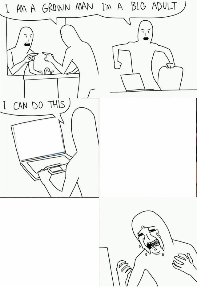 Man Crying At Computer Blank Meme Template