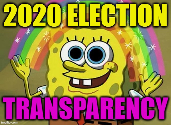 Imagination Spongebob | 2020 ELECTION; TRANSPARENCY | image tagged in memes,imagination spongebob | made w/ Imgflip meme maker