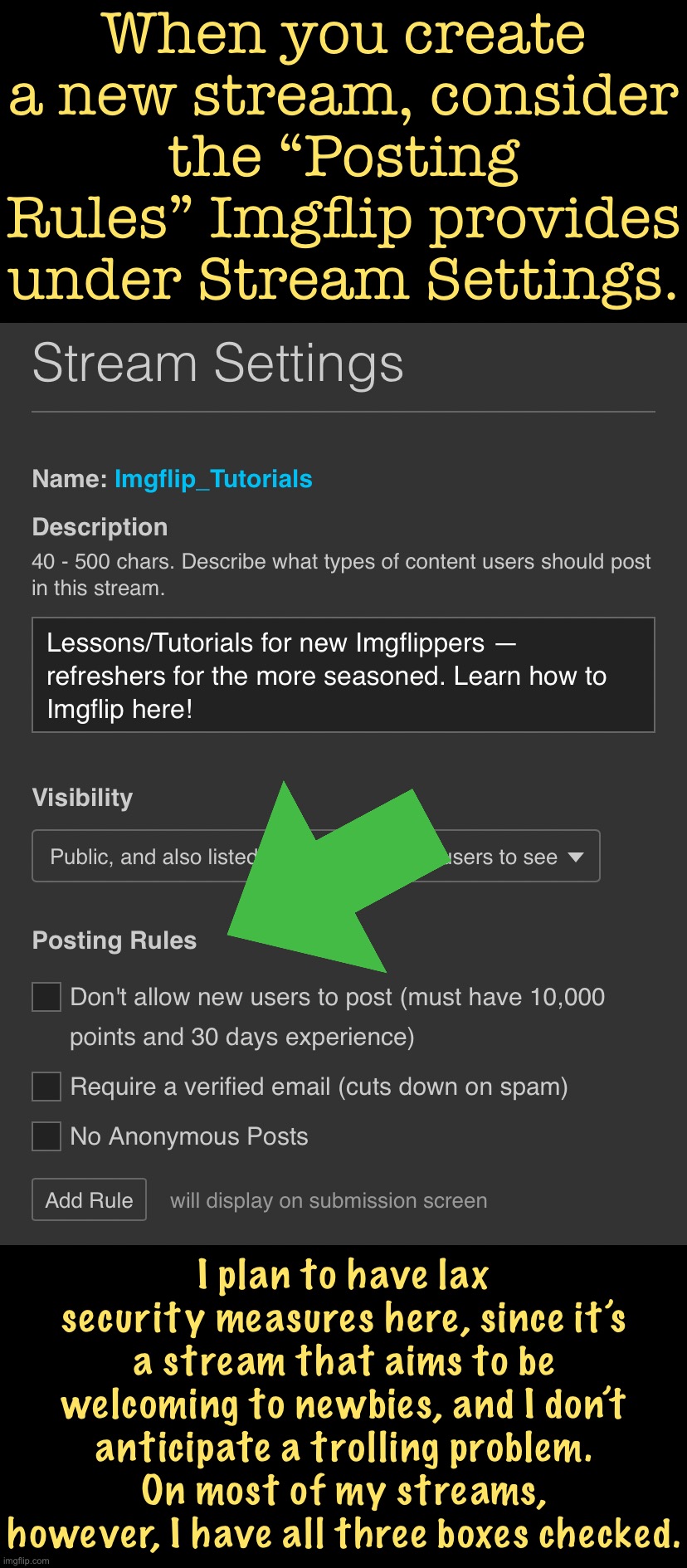 Imgflip tutorial stream settings posting rules Blank Meme Template